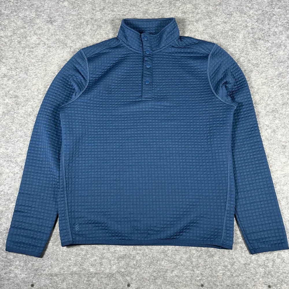 Rhone Mens Blue Waffle Grid Performance Snap Pullover M